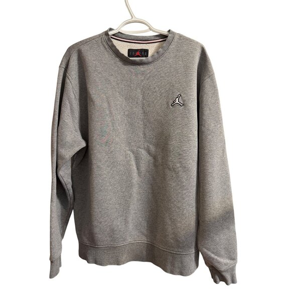 Jordan Other - Jordan Gray Crewneck Sweatshirt With Embroidered Jumpman Logo Size M 80% Cotton